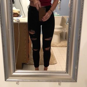 Distressed black hollister jeggings